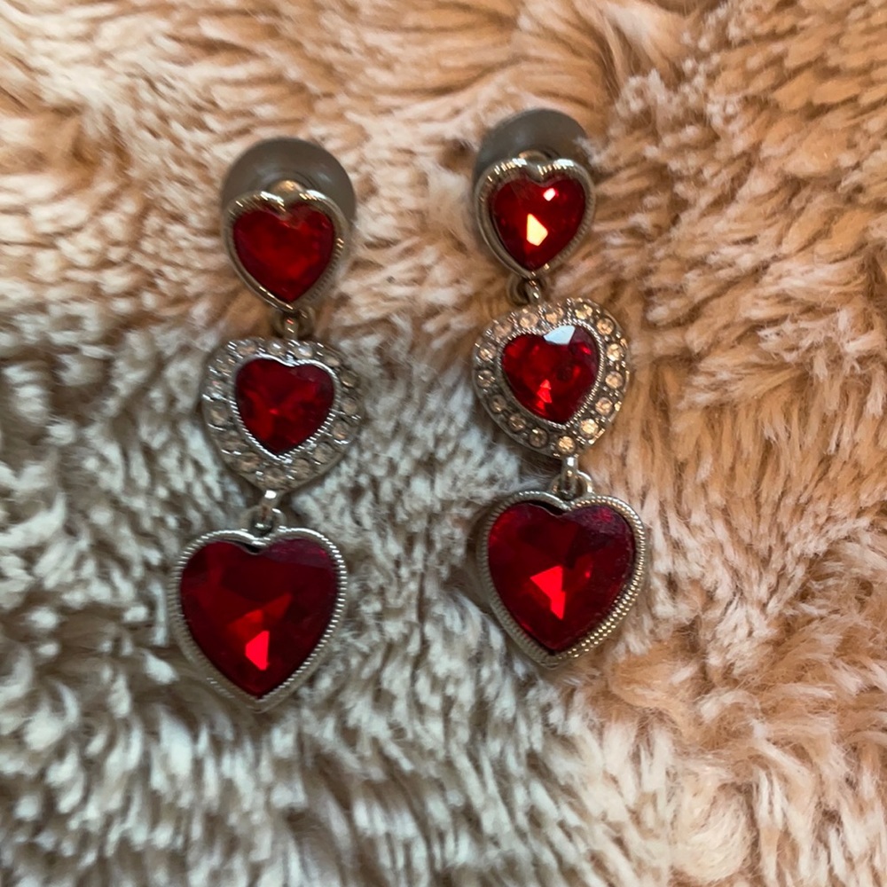 Red heart earrings